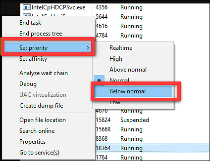 Procesprioriteit wijzigen