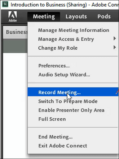 Adobe Connect-menu