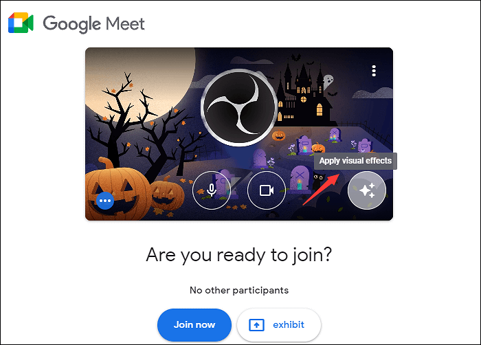 visueel effect toevoegen aan google meet