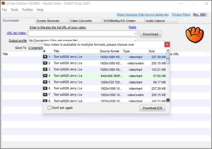 aTube Catcher Video Downloader