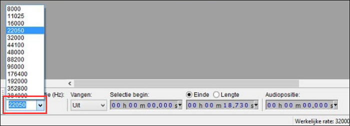 audacity-samplefrequentie