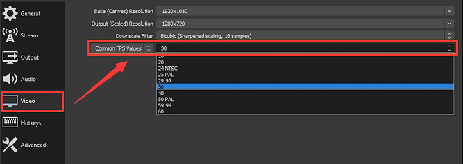 OBS-framesnelheid wijzigen