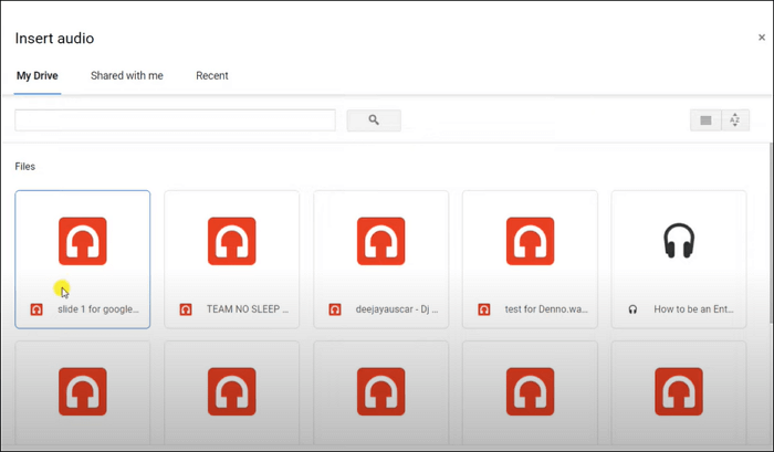 Selecteer audiobestand