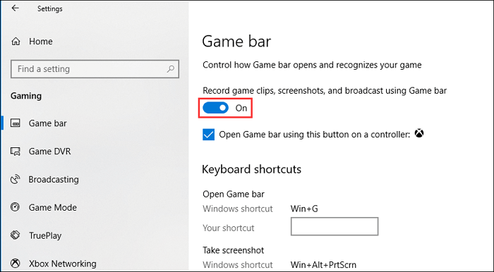 Ingebouwde schermrecorder van Windows 10 inschakelen