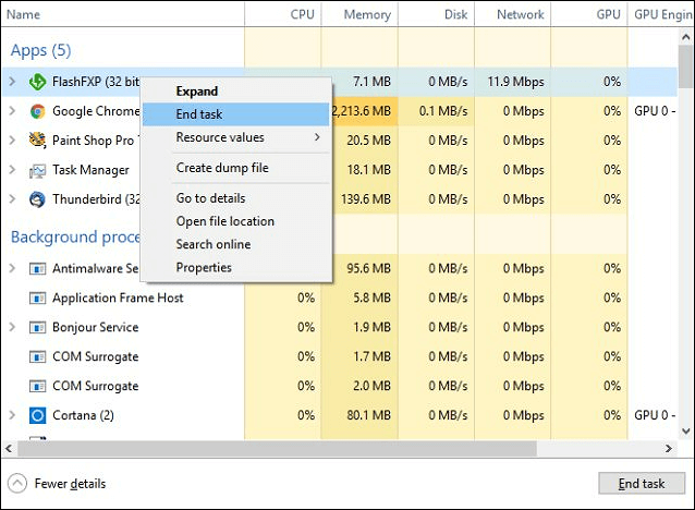 Extra taak beëindigen