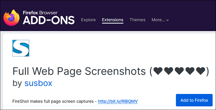 maak een screenshot met de Firefox-extensie