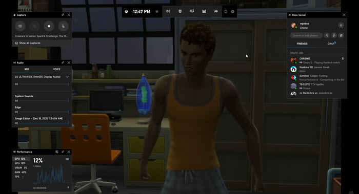 game bar record sims instellingen