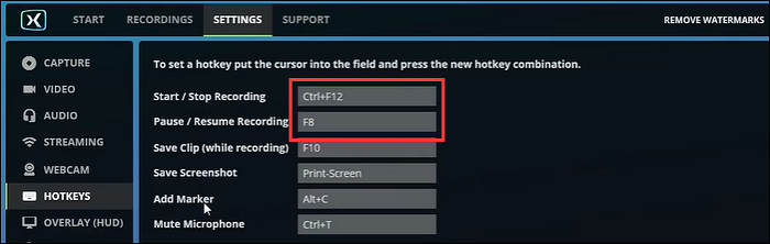 fbx game recorder sneltoets