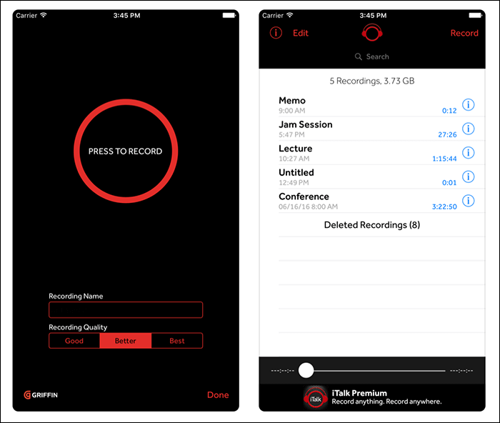 italk-recorder voor iphone