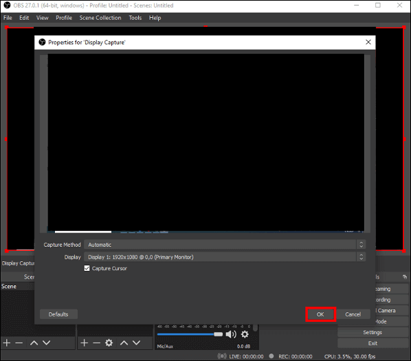 opname-instellingen weergeven