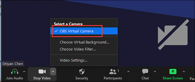 obs virtuele camera in zoom