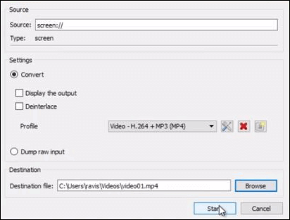 opname instellingen vlc