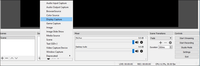 selecteer videobron obs