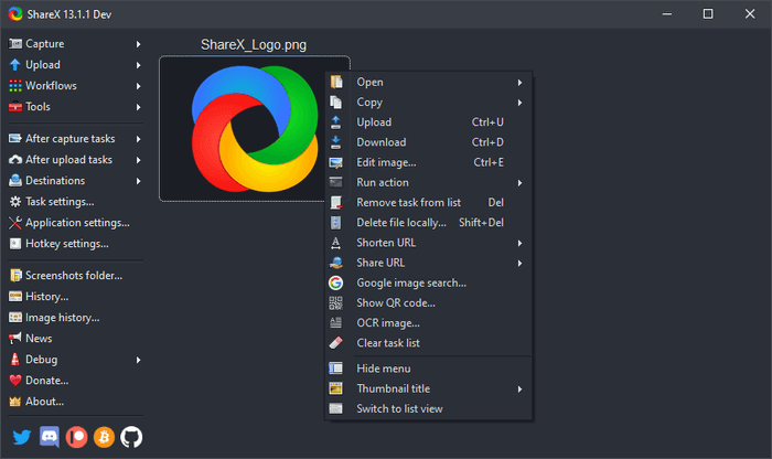 schermrecorder op windwos 7 sharex