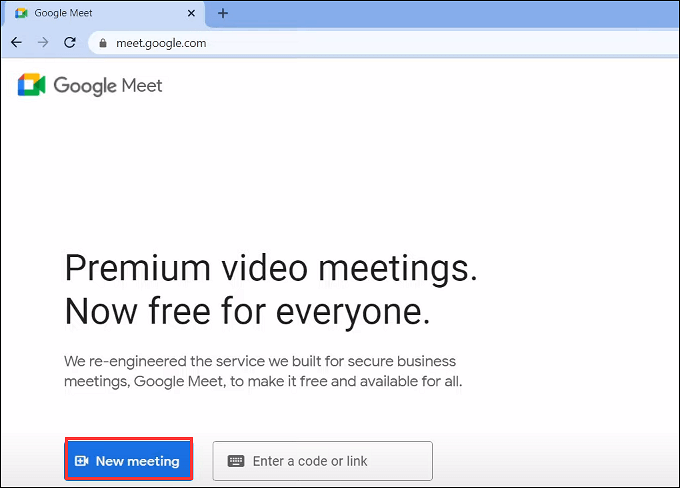 Google Meet starten op pc