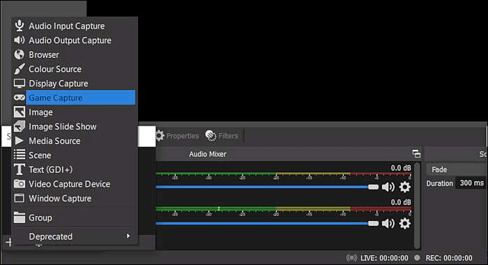 Selecteer OBS-bronnen