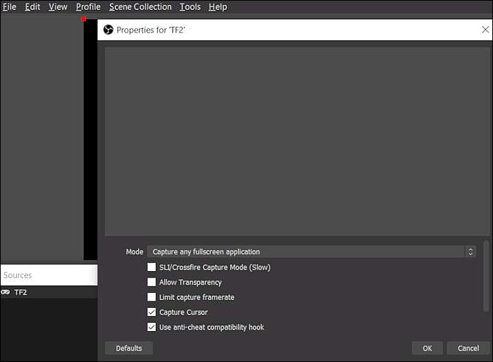 Selecteer opnamegebied