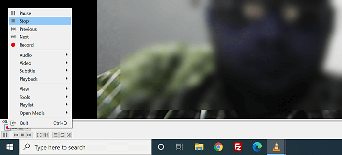 stop webcam-opname vlc