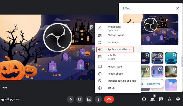 visueel effect toepassen op google meet