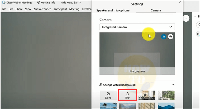 windows 10 achtergrond wijzigen in webex meeting