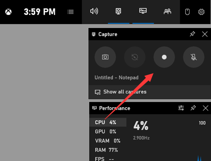 xbox game bar records scherm