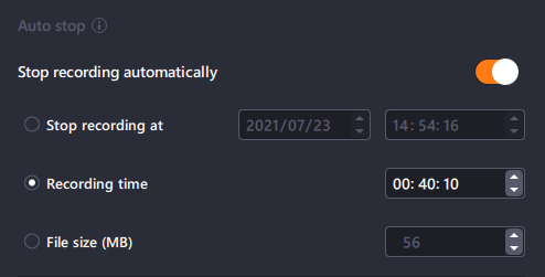 Stop de opname binnen een bepaalde tijdsduur