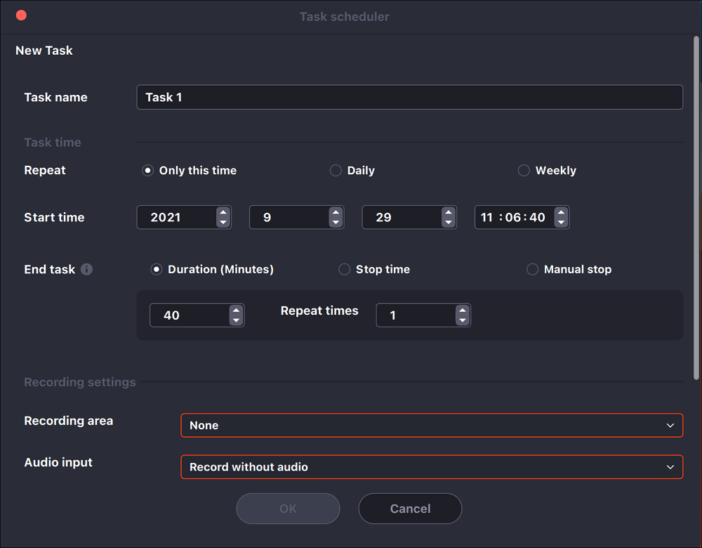 opnametaak aanpassen 1