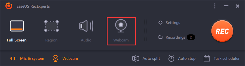 webcam opnamemodus