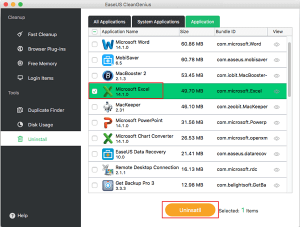 Verwijder de applicatie van Mac.