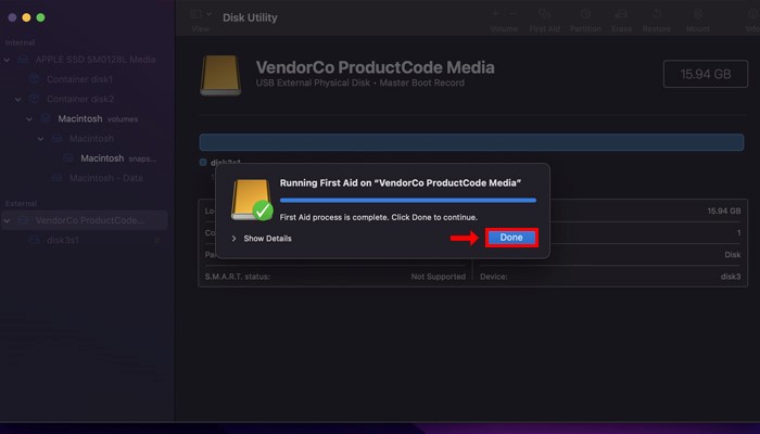 klik op de knop Gereed