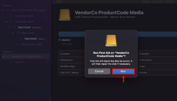klik op de knop Uitvoeren