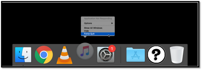 forceer stoppen vanaf het dock
