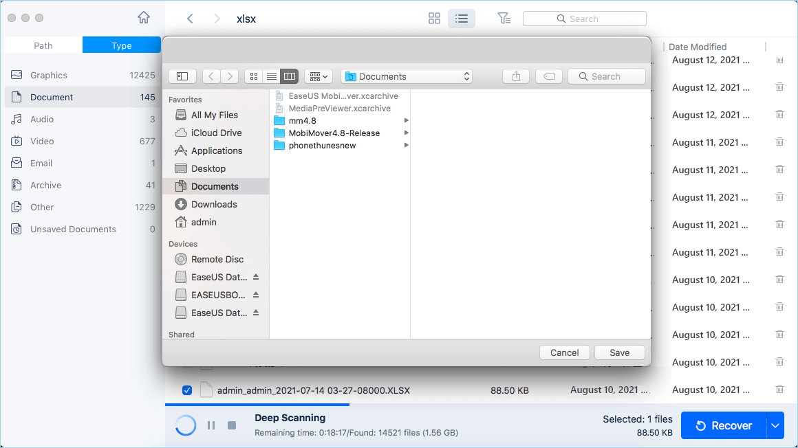 klik op nu herstellen om verloren Excel-bestanden op uw Mac te herstellen