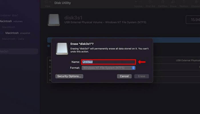geef een nieuwe naam op