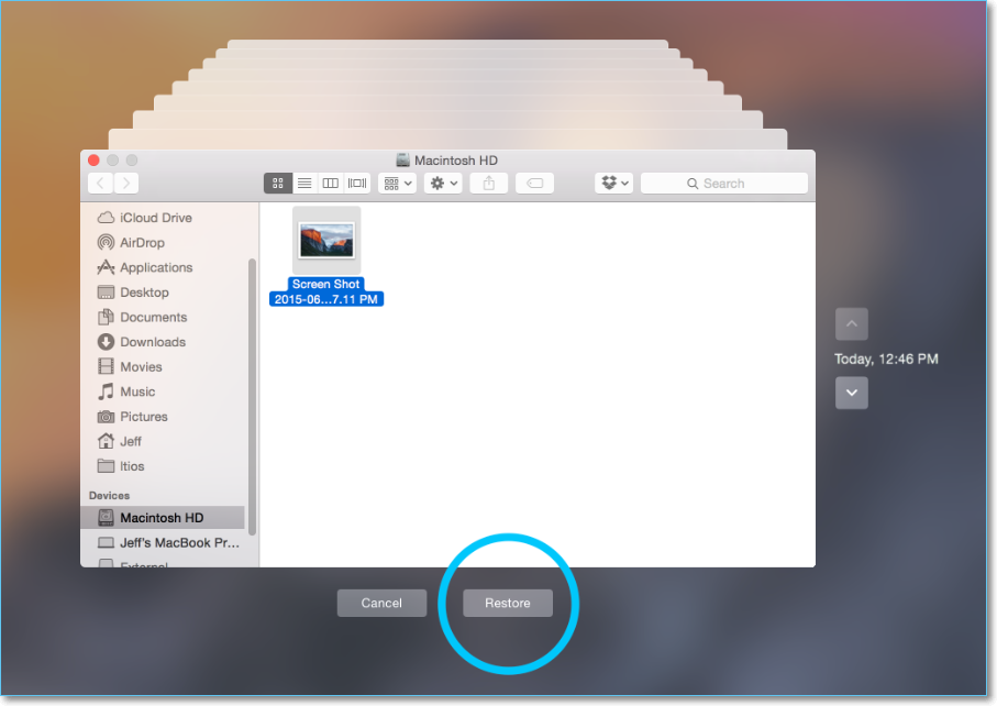 tijdmachine herstel knop