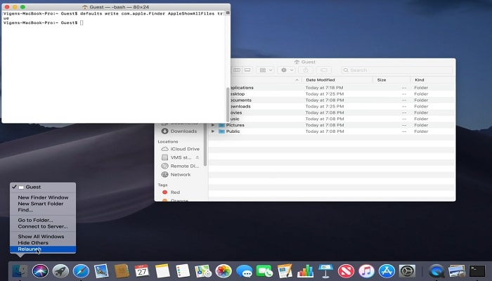 bestanden zichtbaar maken in terminal stap 3
