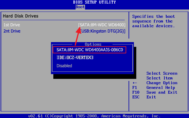 Wijzig de BIOS-opstartvolgorde na het klonen van IDE naar SATA