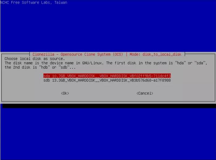 kies bronschijf om te klonen