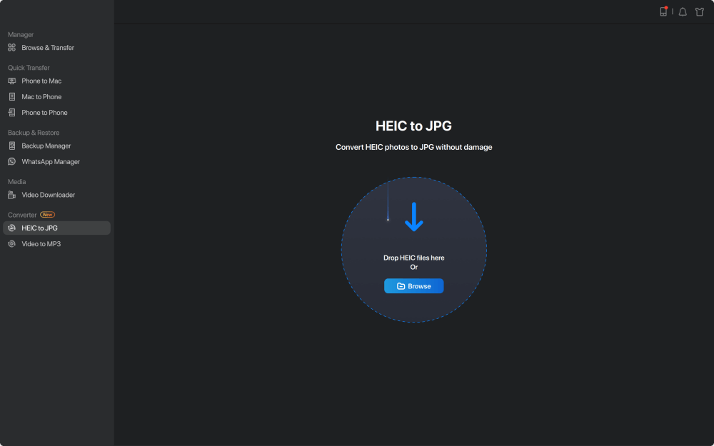 Open HEIC naar JPG-functie in EaseUS MobiMover