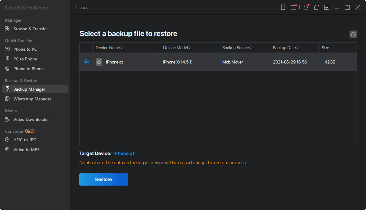 hoe de iPhone te herstellen vanaf een back-up - stap 2