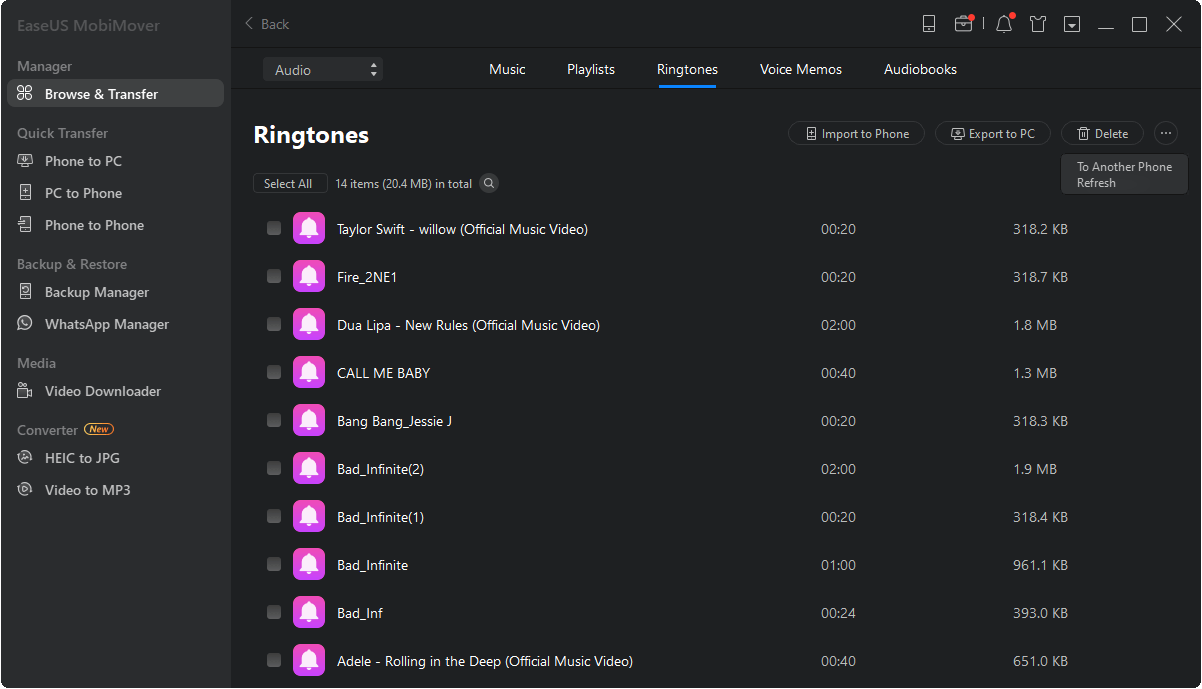 hoe beltonen over te zetten van computer naar iPhone - stap 2