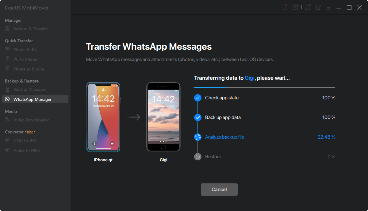 WhatsApp overzetten van iPhone naar iPhone - overdrachtsproces