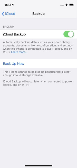 Een back-up van de iPhone maken naar iCloud