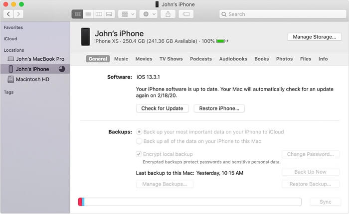 Herstel iPhone vanuit Finder