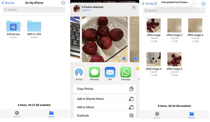 Converteer meerdere foto's van HEIC naar JPG met de app Bestanden