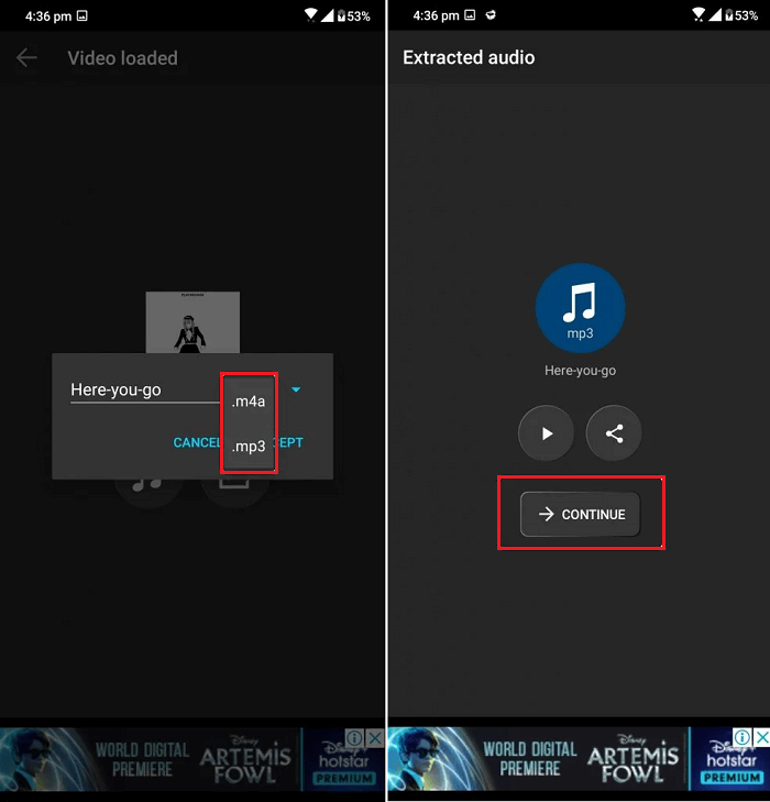 Converteer video naar audio op Android