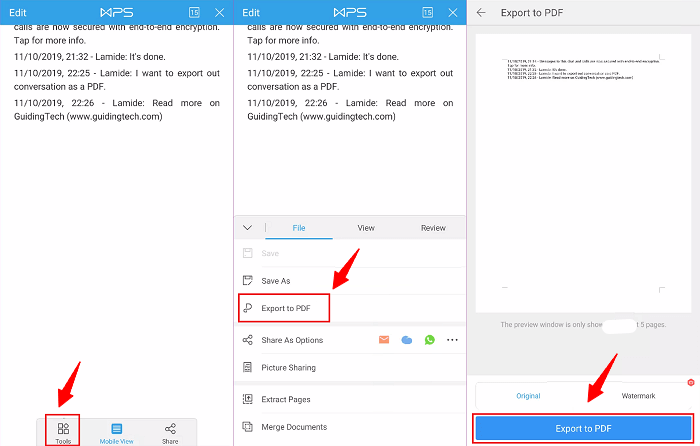 Kies Tools van WPS-pagina