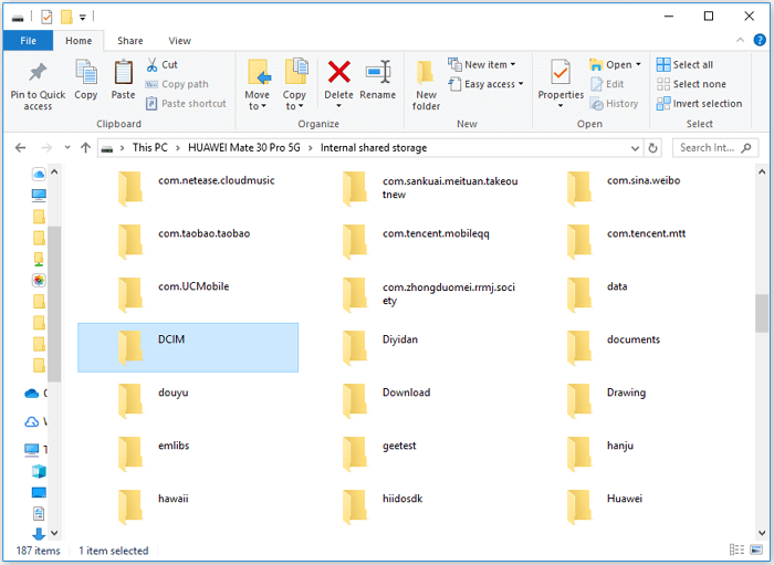 Foto's van een Android-telefoon halen met Verkenner