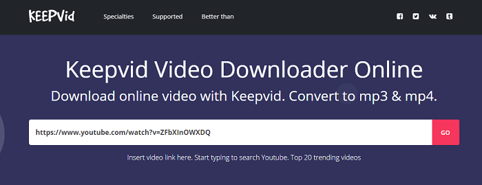 Keepvid - converteer Dailymotion-video's online naar MP3