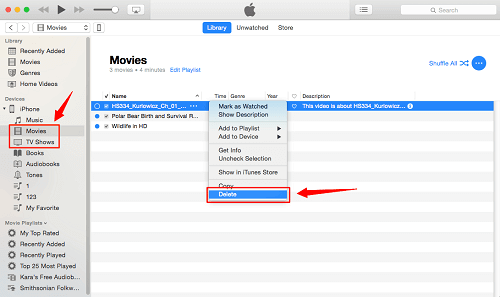 Verwijder films/tv-programma's van iPhone met iTunes